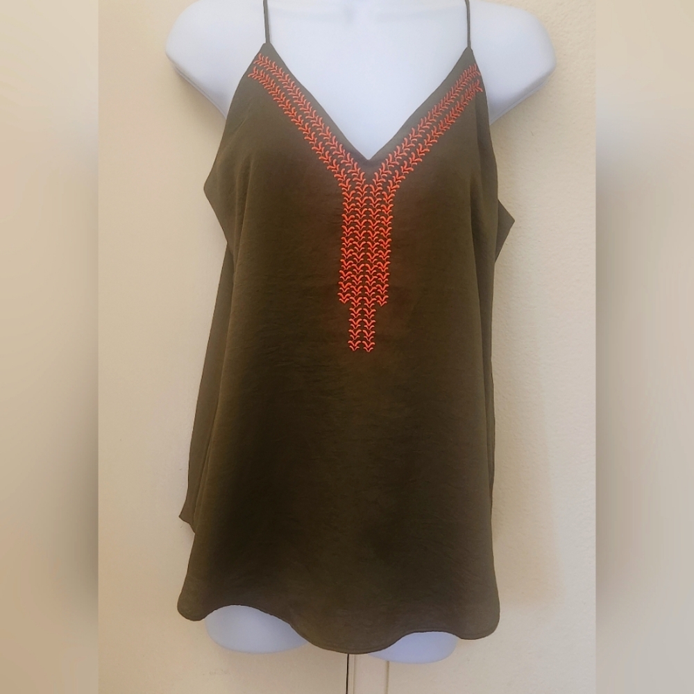 Express Green Spaghetti Strap Blouse